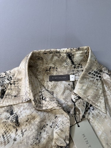 Mint Velvet Cream Snake Effect Print Satin Shirt Size Medium Womens  - Picture 3 of 5