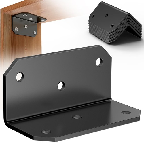 4"x2"x2" Heavy Duty Black L Brackets (4 Pack) - 90 Degree Right Angle Metal C...