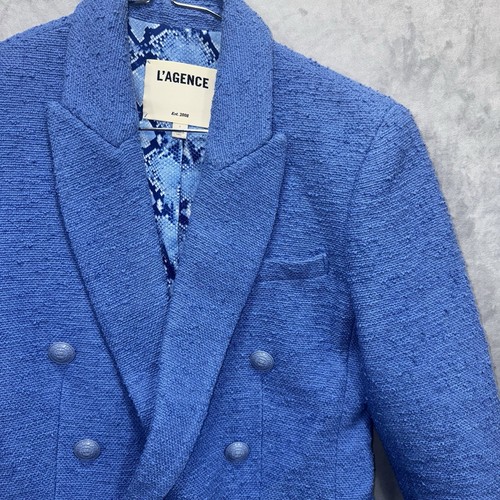 L'Agence Kenzie Zweireiher Blau Tweed Blazer Größe 0 - Bild 4 von 13