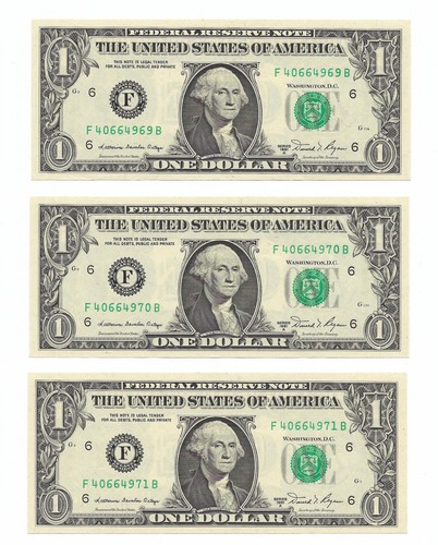 1981A $1 ATLANTA FRNs. 3 Consecutive & AU/Uncirculated Banknotes. CHANGEOVER - Picture 1 of 2