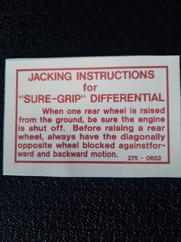 1962 67 Dodge Plymouth Chrysler SURE GRIP DIFFERENTIAL MoPar Decal 2750652 USA - Picture 2 of 2