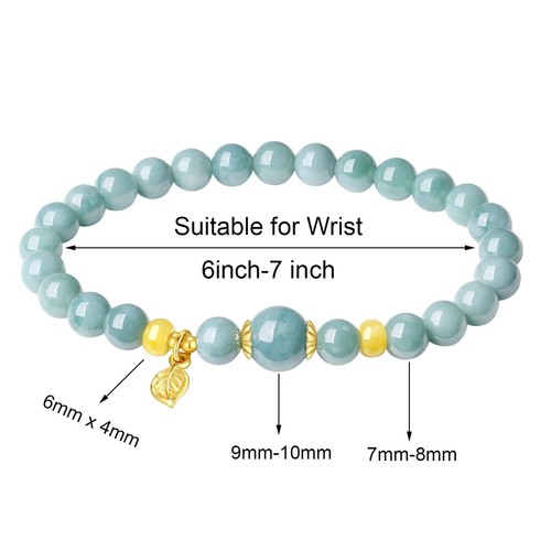 Jade Armband für Damen, natürlicher blau-grüner Jadeit, handgefertigtes Stretcharmband, - Bild 7 von 7