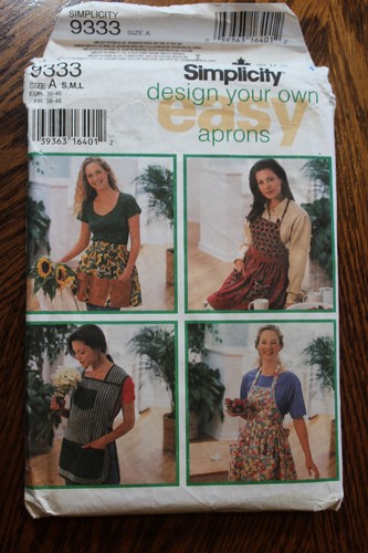 Simplicity 9333 Misses' Schürzen Schnittmuster Größe (S M L) 4 Styles ungeschnitten
