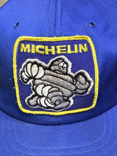 Rare Vintage SWINGSTER Michelin Man Patch Snapback Hat Cap 80s 90s Tires Blue - Picture 2 of 10