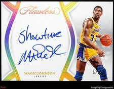 2024-25 Flawless Phrases Signatures Magic Johnson ON CARD INSCRIBED AUTO 5/5