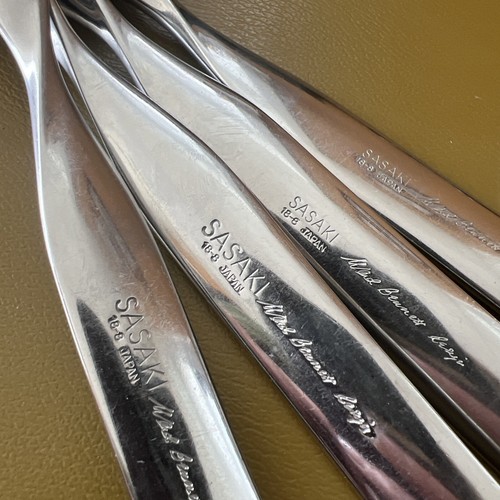 4 Soup spoons DOUBLE HELIX by Sasaki Ward Bennett 18/8 Stainless Flatware Japan - Bild 4 von 4
