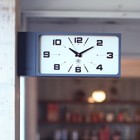 DULTON Double Face Rectangular Gray Wall Clock Dual-Sided Sweep Quartz 187×442mm