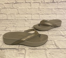 Vionic 380 High Tide Gray Slip On Wedge Flip Flop Thong Sandals Womens Size 9