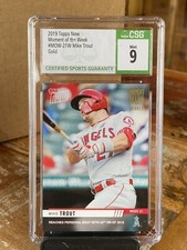 Mike Trout 2019 Topps Now Moment of the Week #MOW-21W GOLD SP 333 CSG 9 MINT