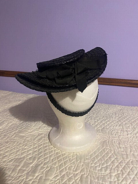 Vintage Black Straw Women's Hat - image 3