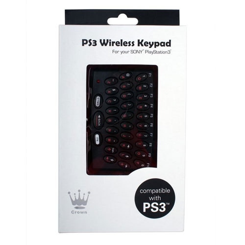 NEW GENUINE CROWN WIRELESS KEYPAD KEYBOARD FOR PLAYSTATION 3 PS3 BLACK PS510BLK