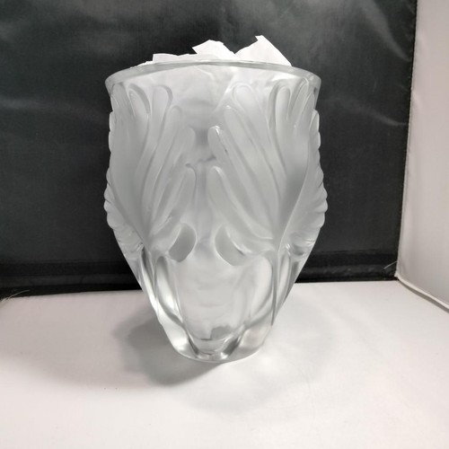Signierte LALIQUE Palmblattwedel mattierte Kristallvase 7,5" NOAILLES **VERNICKT** - Bild 4 von 12