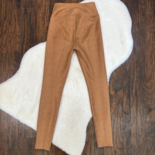 White House Black Market Runway Leggings 2 Tan Faux Suede Pebbled High-Rise - Picture 4 of 12