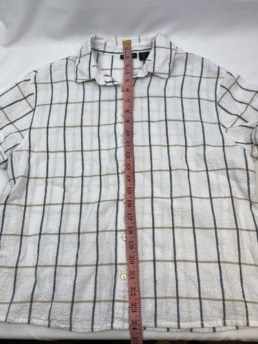 Tahari White Plaid 75/25 Linen Cotten Blend Button Down T Shirt - Picture 6 of 9