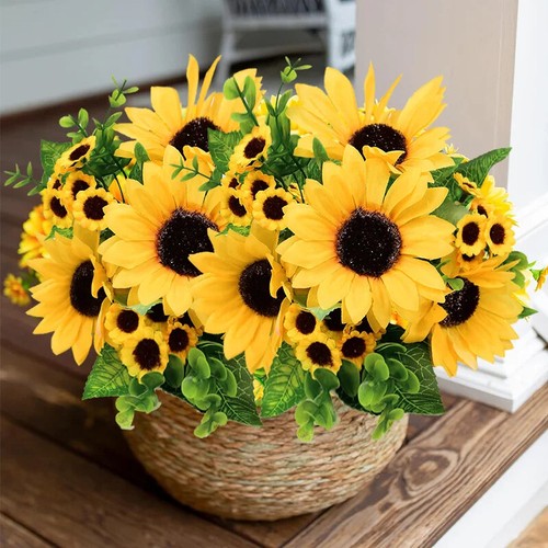 Künstliches Sonnenblumen-Bouquet – 22 Köpfe, für Garten, Hochzeit & DIY-Deko - Bild 4 von 6
