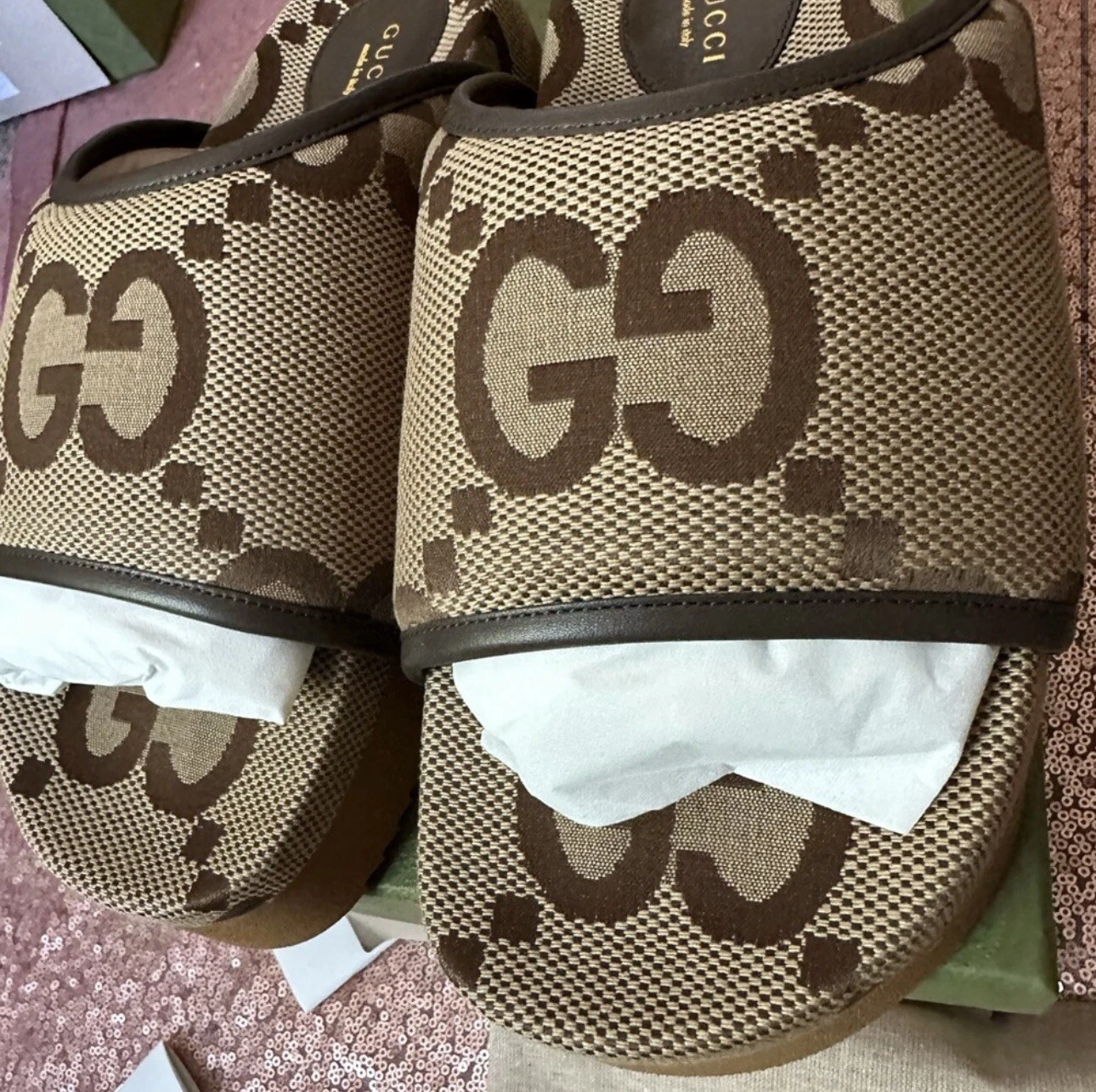 GUCCI Authentique Femmes Jumbo GG Supreme Platform Slide Sandales EU 40, US 9, 750