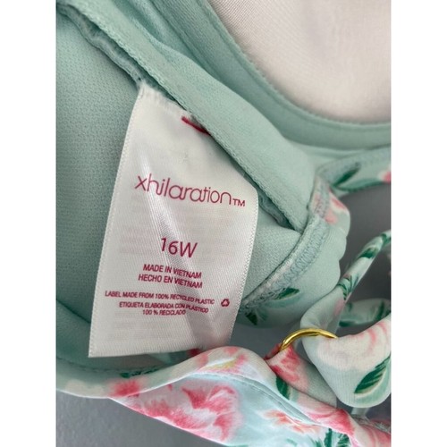 Xhilaration women's 16W green floral pin up underwire bikini top lace up back - Picture 4 of 4