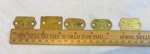 Vtg 1950s-70's Brass Dog Tags Lot York County, PA Jewelry Animal Oval Rectangle - Picture 20 of 21