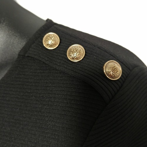 Spenser Jeremy Neu mit Etikett Fit and Flare Kleid 8 schwarz Flügelärmel Goldknöpfe Büro - Bild 7 von 11