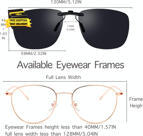Clip on Sunglasses Polarized Clip on Sunglasses over Prescription Glasses Non-Fl - Picture 5 of 7