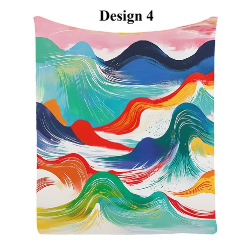 Abstract Sea Waves Flannel Bedspread Sofa Throw Blanket Holiday Birthday Gift - Picture 17 of 24