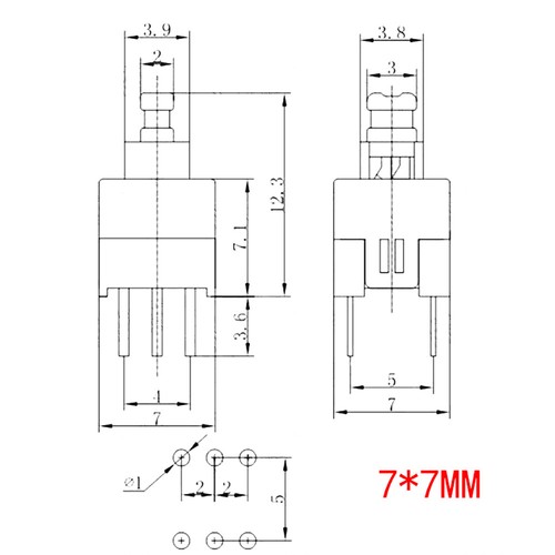 Mikro Schalter Taster Rastend Momentan 6-Polig Druckschalter On/Off 7x7mm 8x8mm - Bild 6 von 20