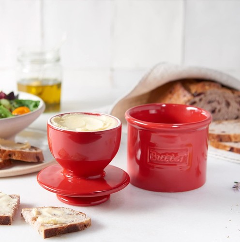 Butter Bell Original French Ceramic Crock Maraschino Red by L. Tremain - Picture 2 of 4