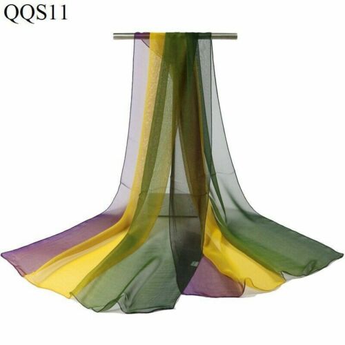 Soft Retro Plain Neck Hair Scarf Tie Thin Small Chiffon Silk Gradient Color - Picture 19 of 31