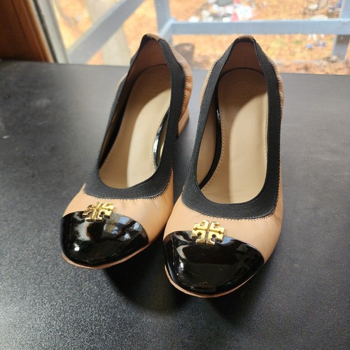 Tory Burch Bicolored Shoes 7.5 / Pumps / Black and Beige / Heel 2in / Leather - Picture 2 of 8