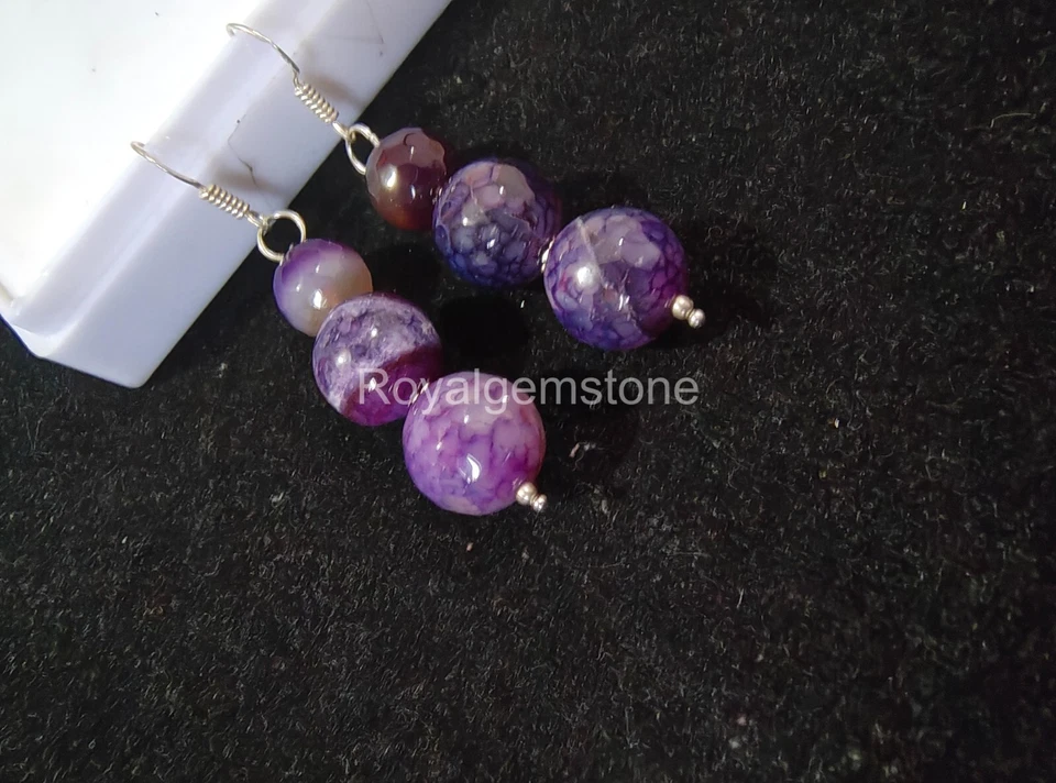Pendiente de bolas redondas facetadas de amatista, pendientes de aro de amatista, piedras preciosas naturales Foto 3 de 4