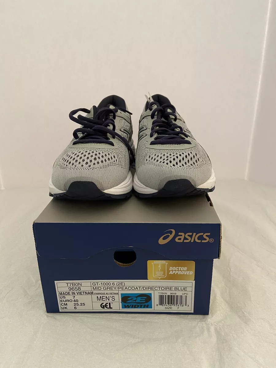 ASICS Men s GT 1000 6 Running Shoes Grey White Blue Size 7 Wide eBay
