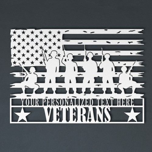 Personalized Veterans US Flag Metal Sign Gift. Army Wall Art Decor Portrait - Picture 9 of 10