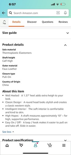 Euc Worn 1X Dream Pairs Women Cowboy Boots Cowgirl Wide Calf Black Size 9.5 - Foto 7 di 7