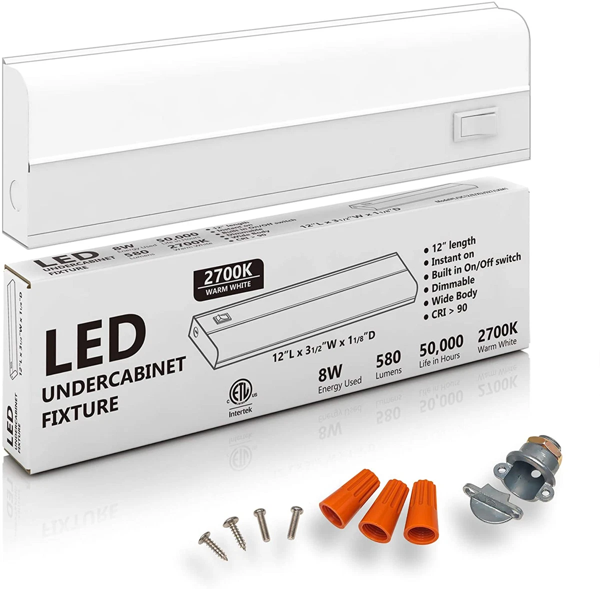 Hardwired LED under Cabinet Lighting Dimmable CRI 90 2700K