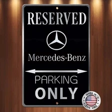 Mercedes-Benz on Black Brushed etched Aluminum Parking only Sign 8" x 12" LOOK!