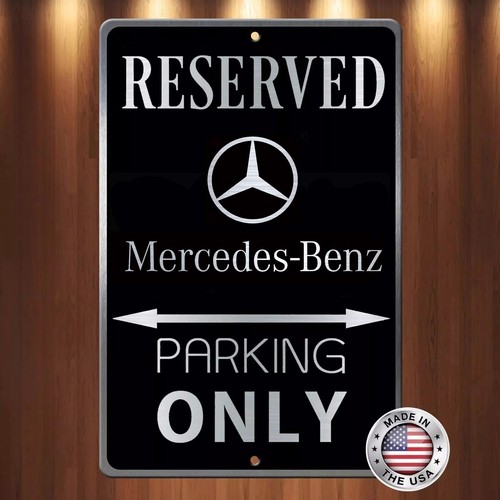 Mercedes-Benz auf schwarz gebürstetem geätztem Aluminium Parkschild nur 8" x 12" ANSEHEN!