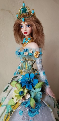 Art Doll in Fashion silk dress unique home Sculpture interior design Boudoir18" - Picture 10 of 12
