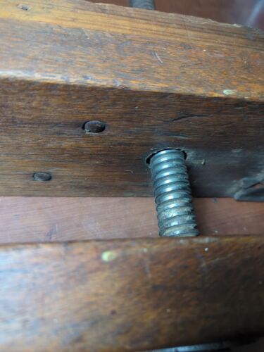 Antique Huge 34" Primitive Workbench Vice Woodworking Industrial Carpentry 1910 - Picture 10 of 23