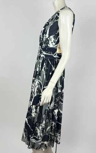 Coldwater Creek Indigo Print Mesh Dress Women 8 NWT $100 Stretch Lined Sleeveles - Picture 4 of 12
