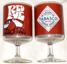 2 Tabasco Bloody Mary Glass VTG 70s Goblet Set MCM Hot Sauce LOT Vodka Cocktail