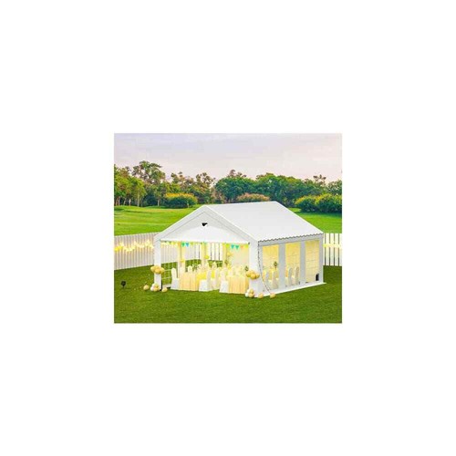 New 20 ft.x10 ft.White Heavy Duty Metal Frame and PE Roof Canopy Tent w/ Removab - Picture 6 of 6
