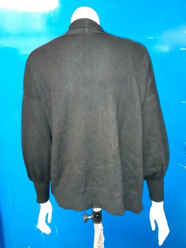 NUOVO Cardigan Pure Collection 100% Cashmere Manica Voluminosa, Nero UK 10 - Foto 3 di 4