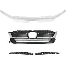 Fit For Honda Pilot 2019-2021 Front Bumper Grille W/Molding Trim Assembly Chrome