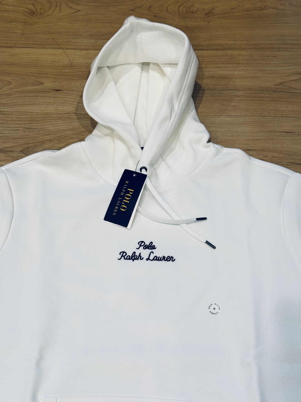 Polo Ralph Lauren Uomo Doppia Maglia Tecnica Cucito Logo Pony Felpa con Cappuccio Bianco M XXL