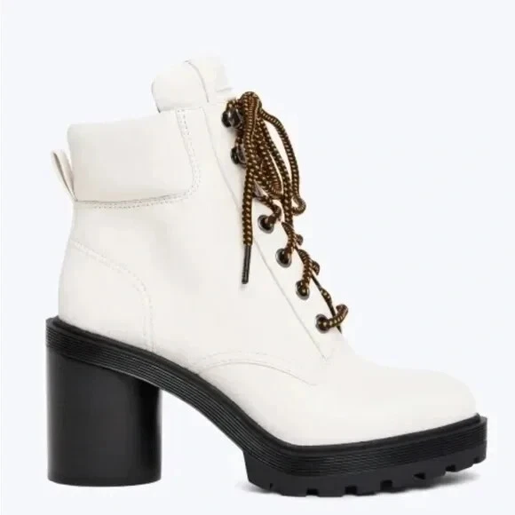 Marc Jacobs Crosby Cuero Blanco Plataforma Tacón Botín Tacón Suela de Goma 35 Foto 2 de 4