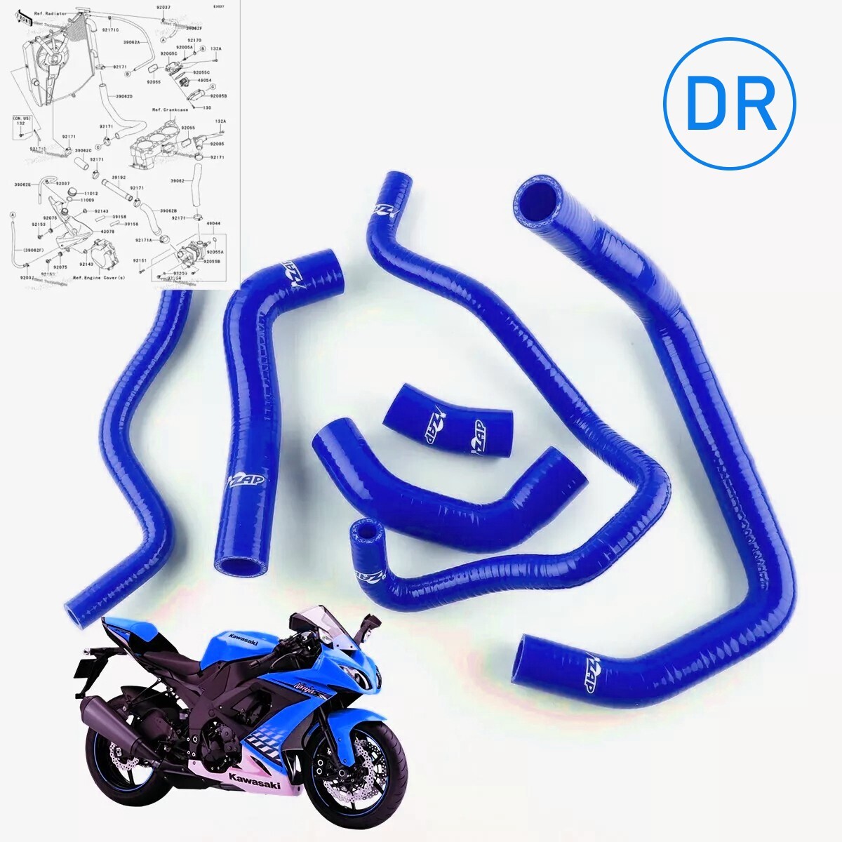 【m】 Blue For KAWASAKI ZX10R NINJA 2008 2009 2010 Silicone Radiator