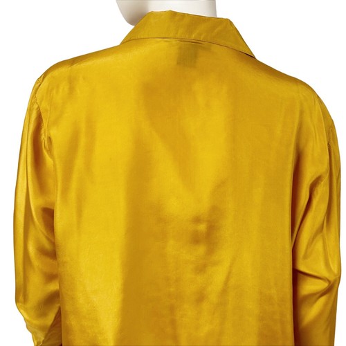 Camisa de seda mostaza de colección detalles del arco Daniel Caron talla S pequeña - Imagen 6 de 9