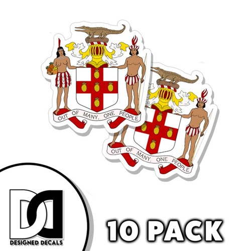 Calcomanías autoadhesivas autoadhesivas escudo de armas de Jamaica de 3 pulgadas bandera de Jamaica 5pk - Imagen 2 de 3