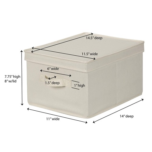 Household Essentials 113 Storage Box with Lid and Handle - Natural Beige Canv... - Picture 3 of 7