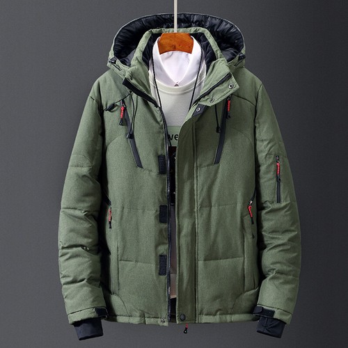 Hombres Chaqueta de Plumón de Pato Capucha Desmontable Parka Abrigo Prendas exteriores Agujero para el Pulgar Cálido - Imagen 9 de 17